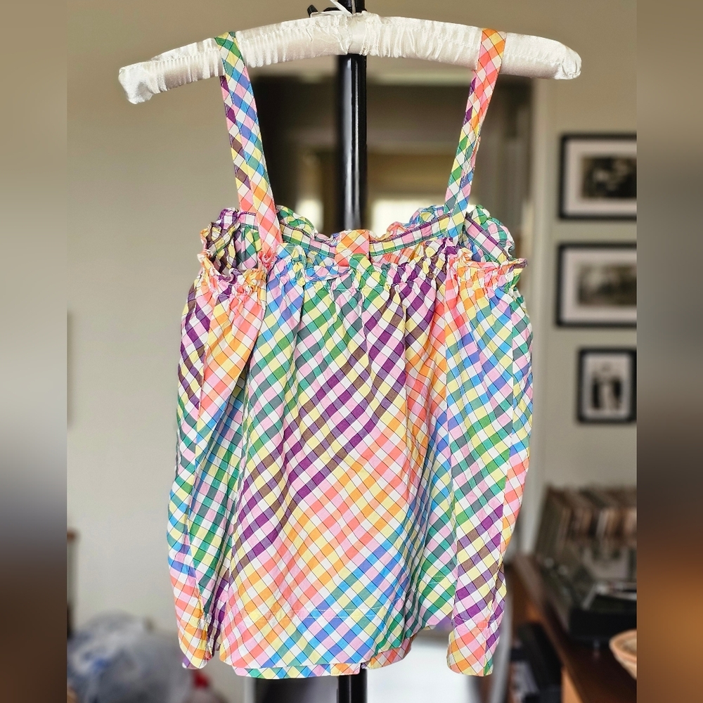 J. Crew Sleeveless Button Front Rainbow Plaid Camisole - Picture 4 of 7